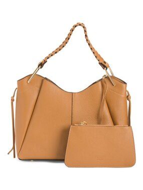 CHEVAL Made In Italy Leather Braided Handle Satchel